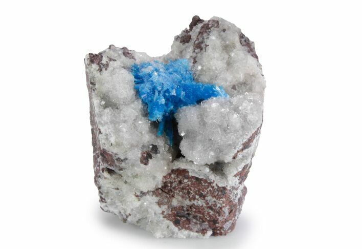 Vibrant Blue Cavansite Crystals on Sparkling Stilbite - India #357235